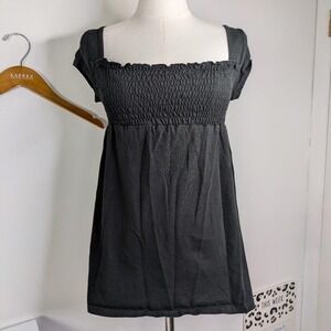 Y2K Babydoll Top XS Self Esteem Milkmaid Tie Back Black Whimsigoth